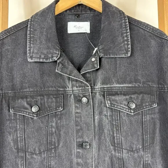 KanCan Los Angles Black Denim Bomber Jacket #1292 Size XL - Picture 3 of 6